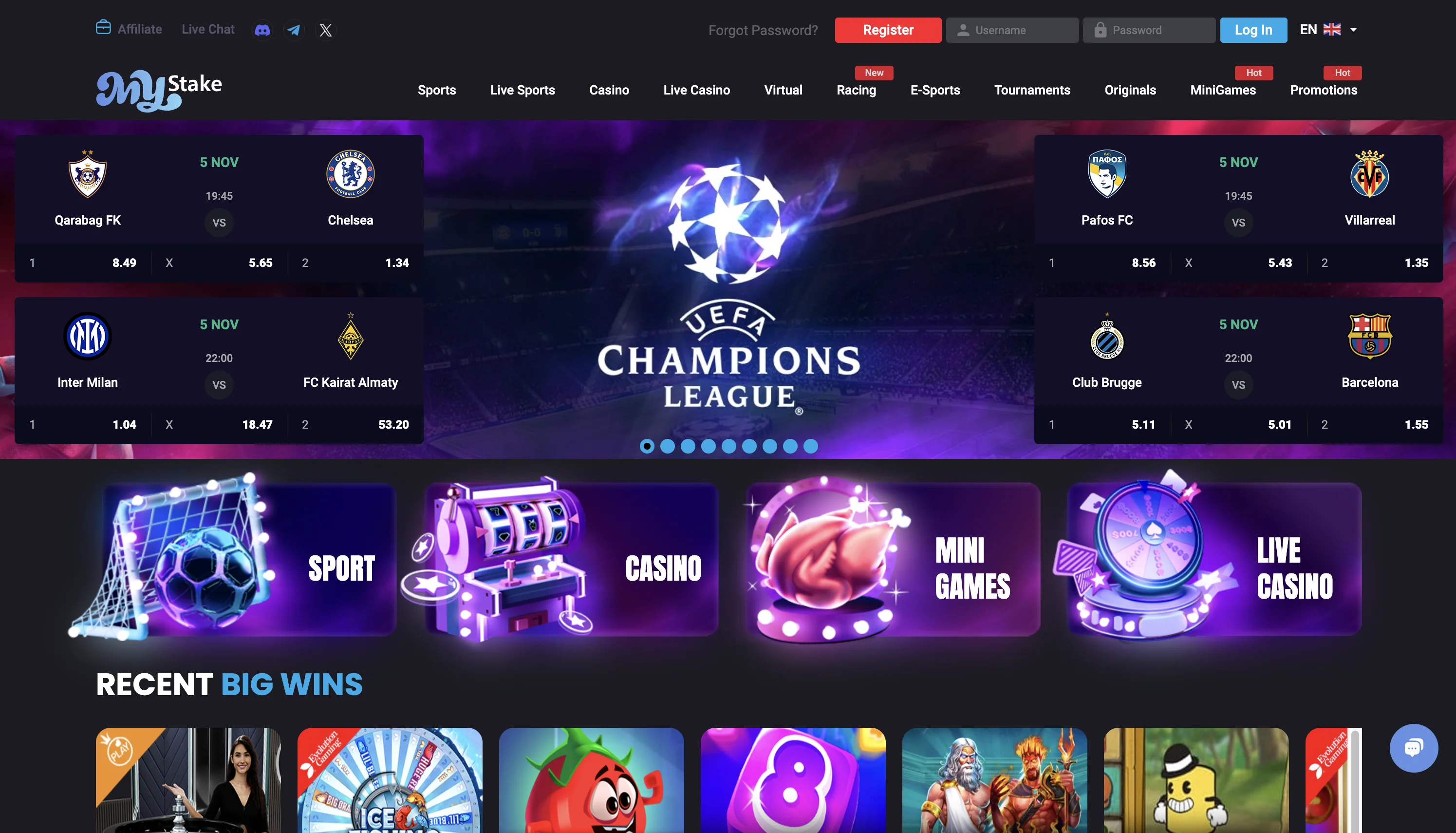 MyStake Casino Screenshot