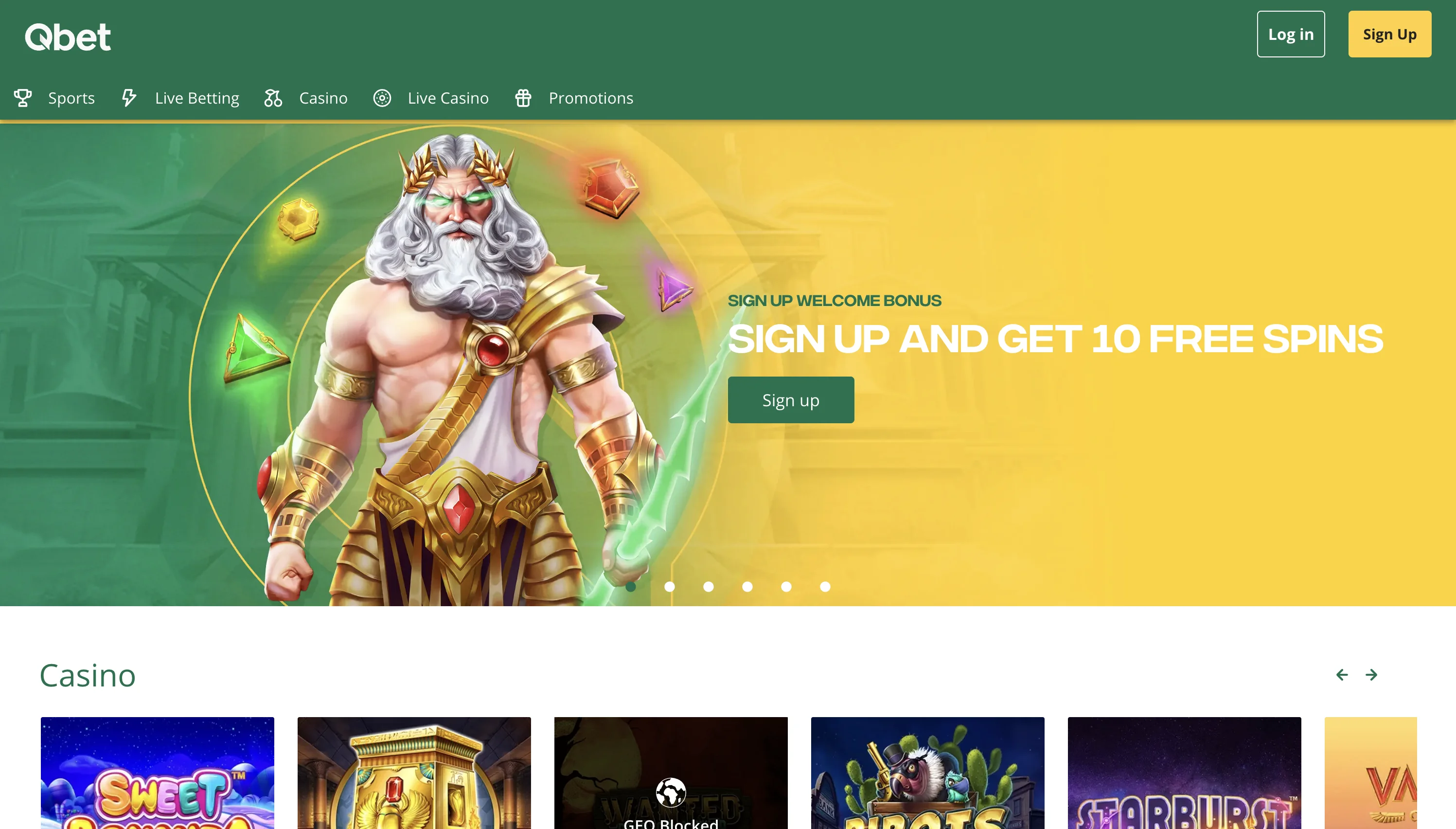 Qbet Casino Screenshot